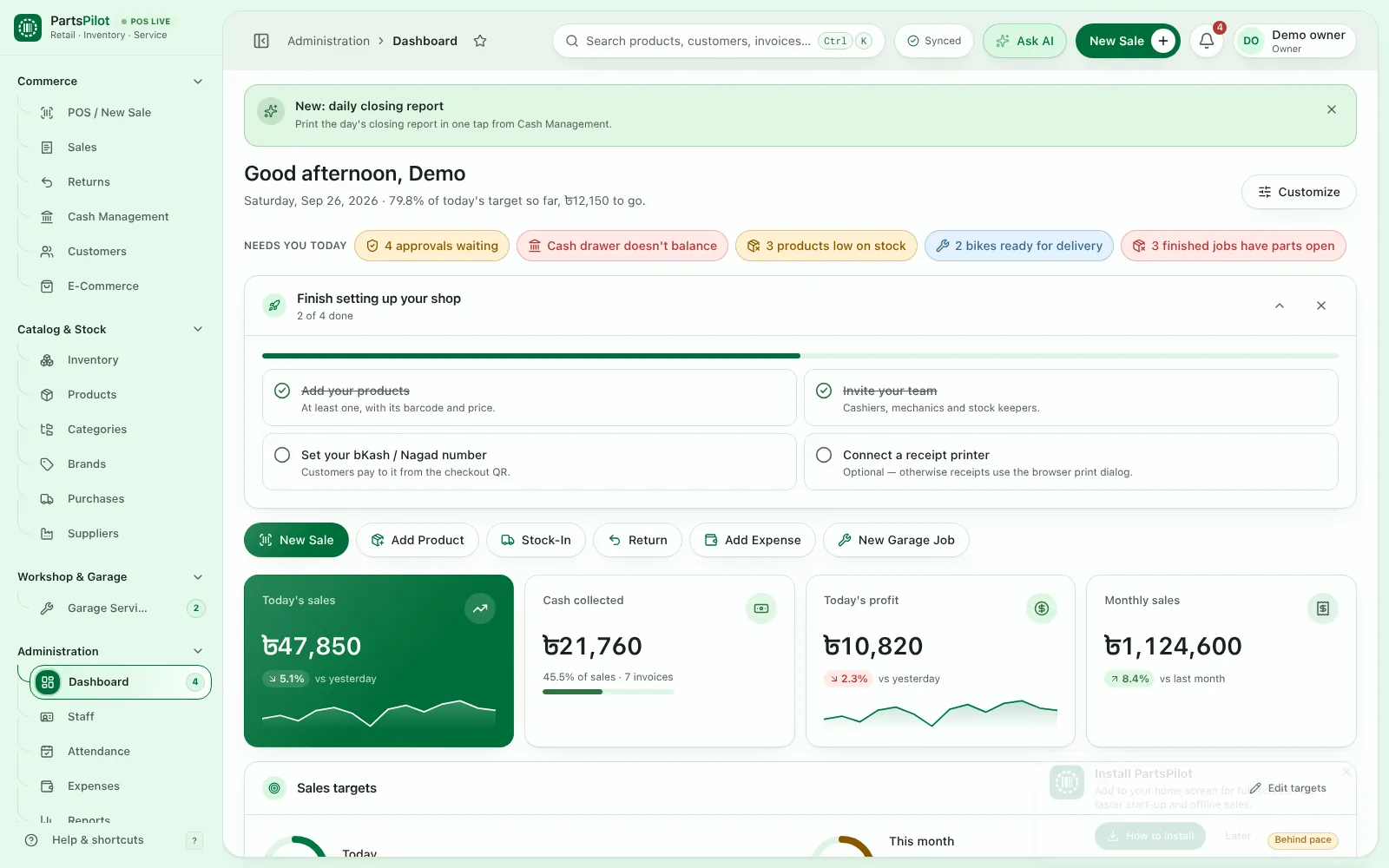 PartsPilot — Owner dashboard