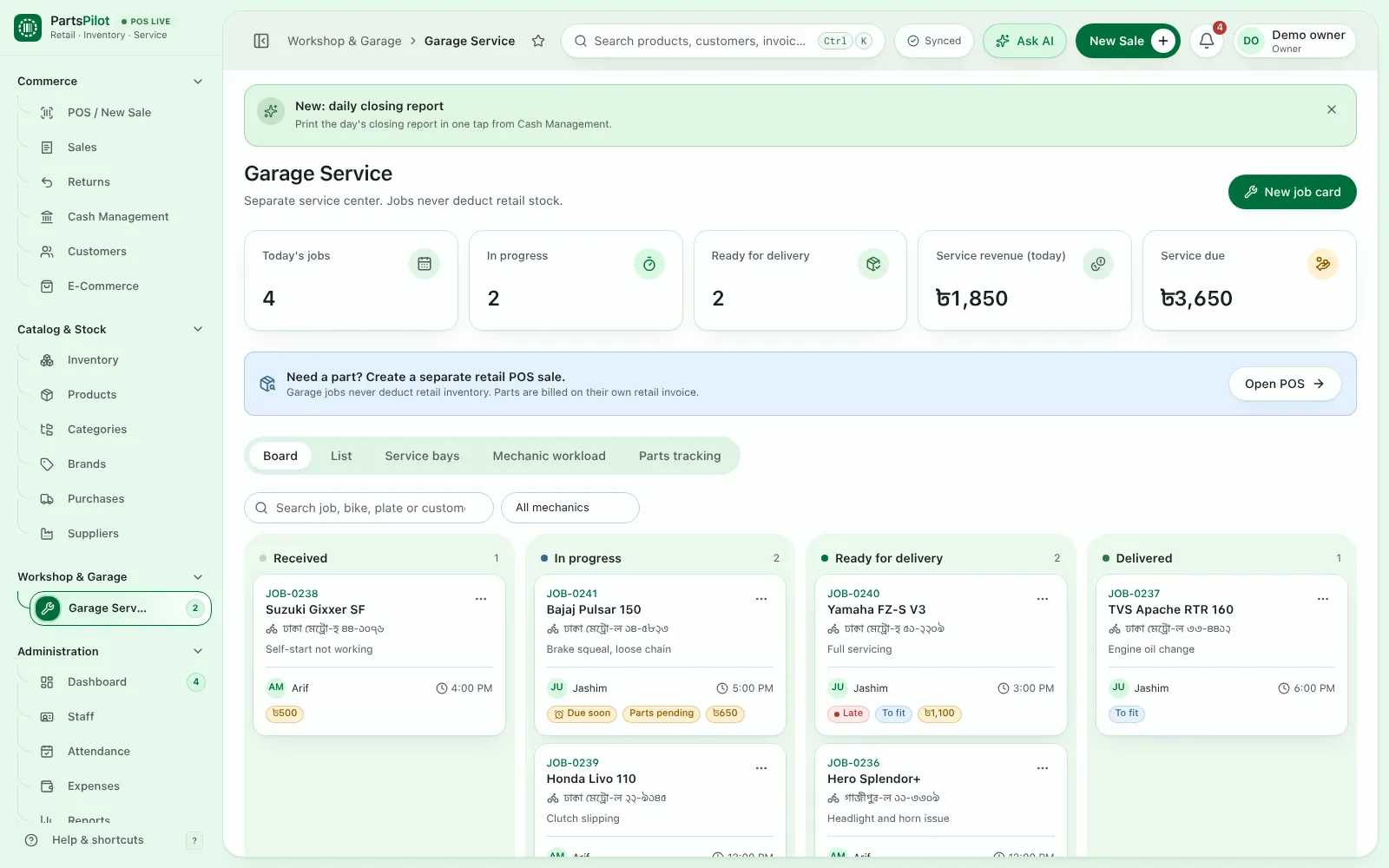 PartsPilot — Garage job board