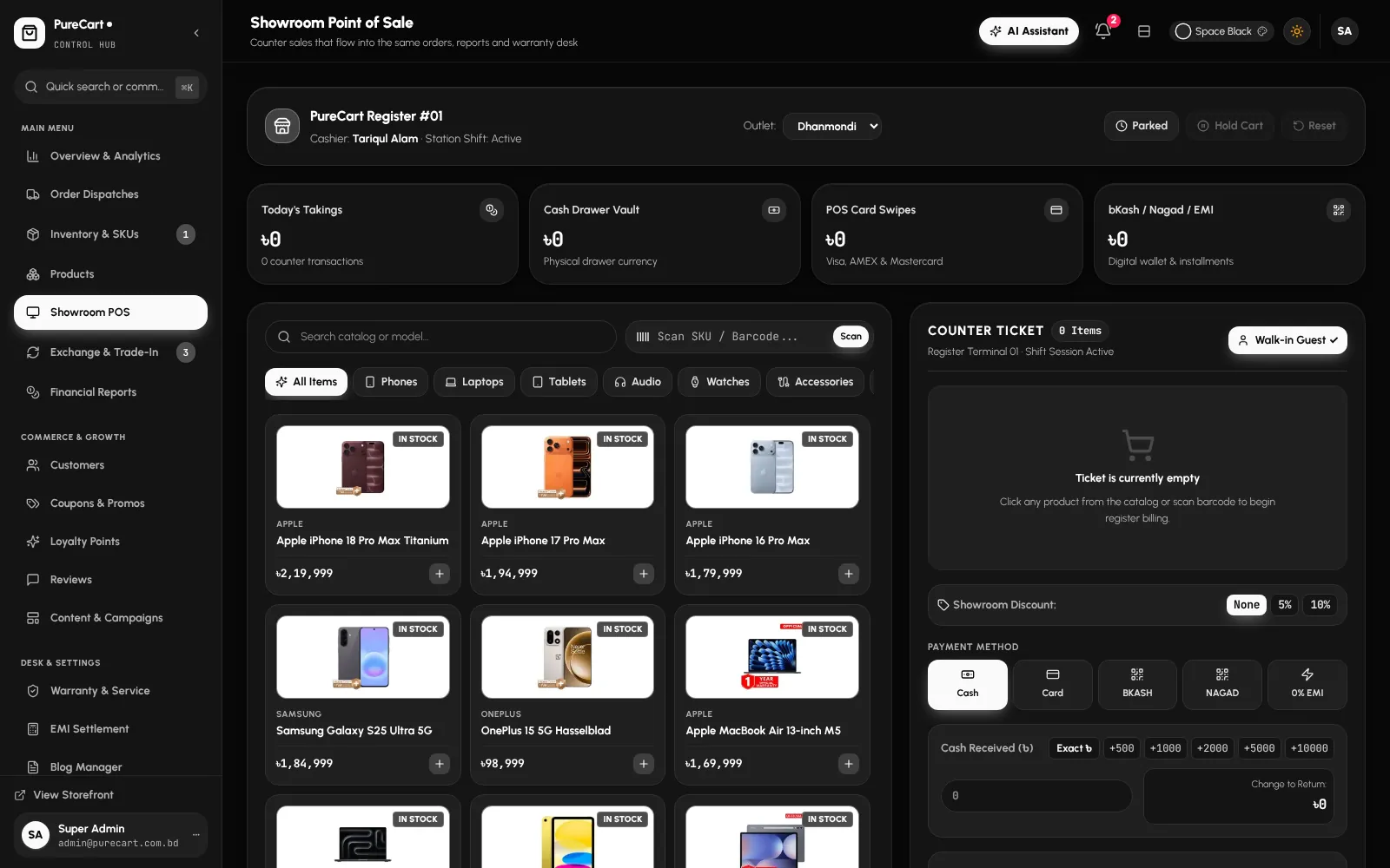PureCart — Showroom POS