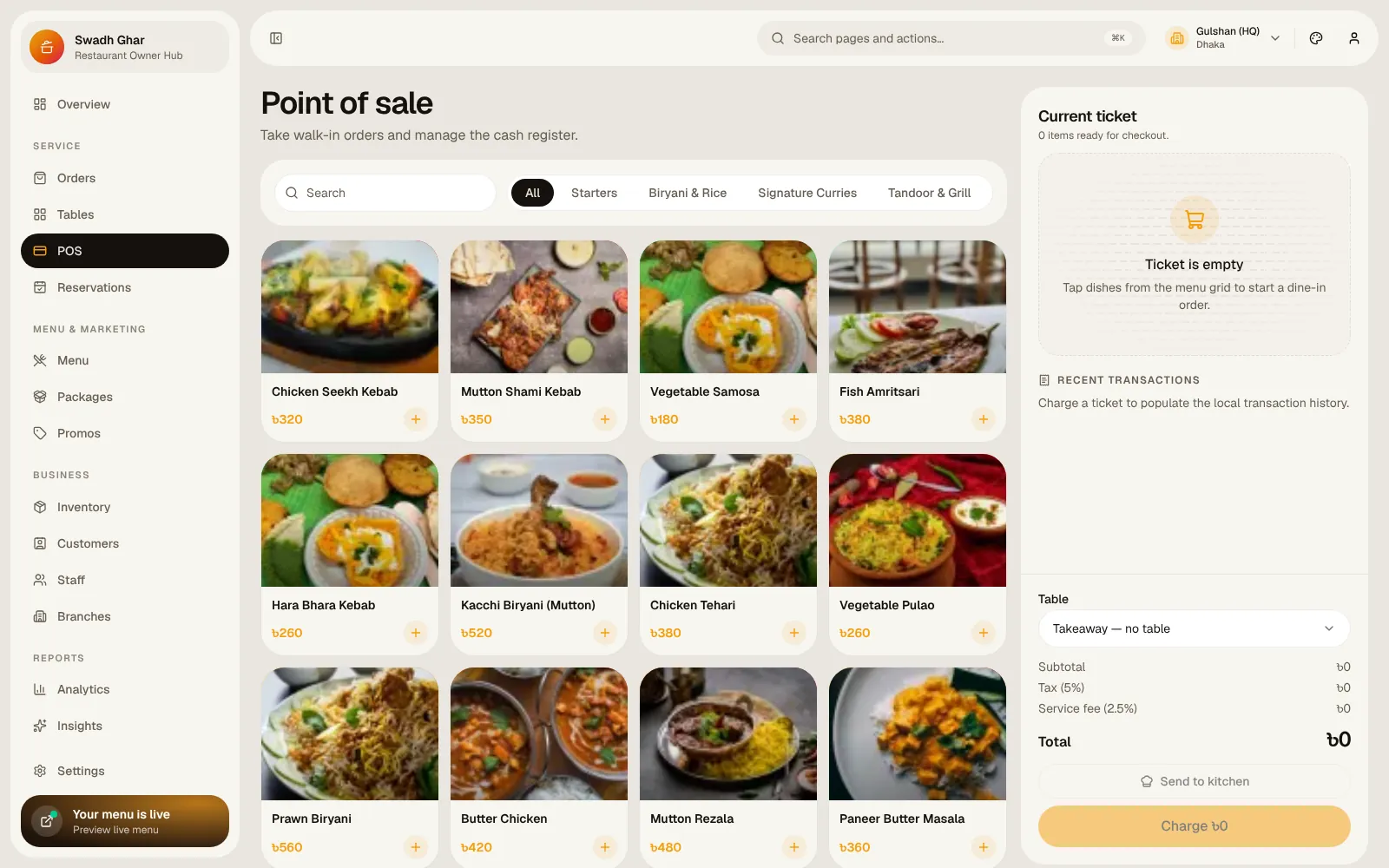 RestaurantOS — Point of sale